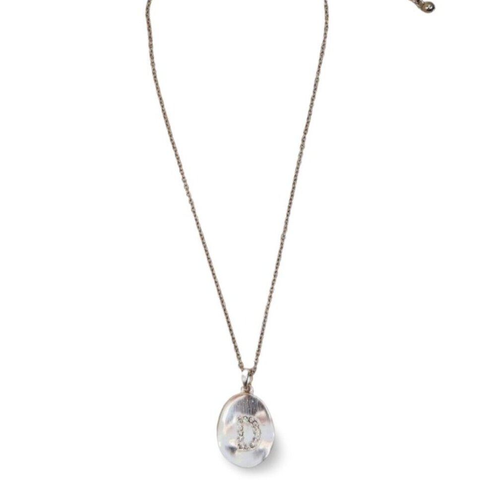 Brilliant Silver Tone Initial "D" White Topaz Pendant Chain Necklace JW1535